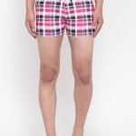 Men White & Pink Checked Comfort-Fit Swim Bottoms