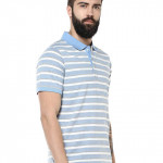 Polo Collar Cotton Poly Striped T-Shirt for Men