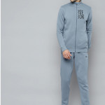 Men Blue Vector Printed Detail Training Tracksuit