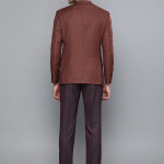 Men Brown Checked Slim Fit Single-Breasted Party Suit